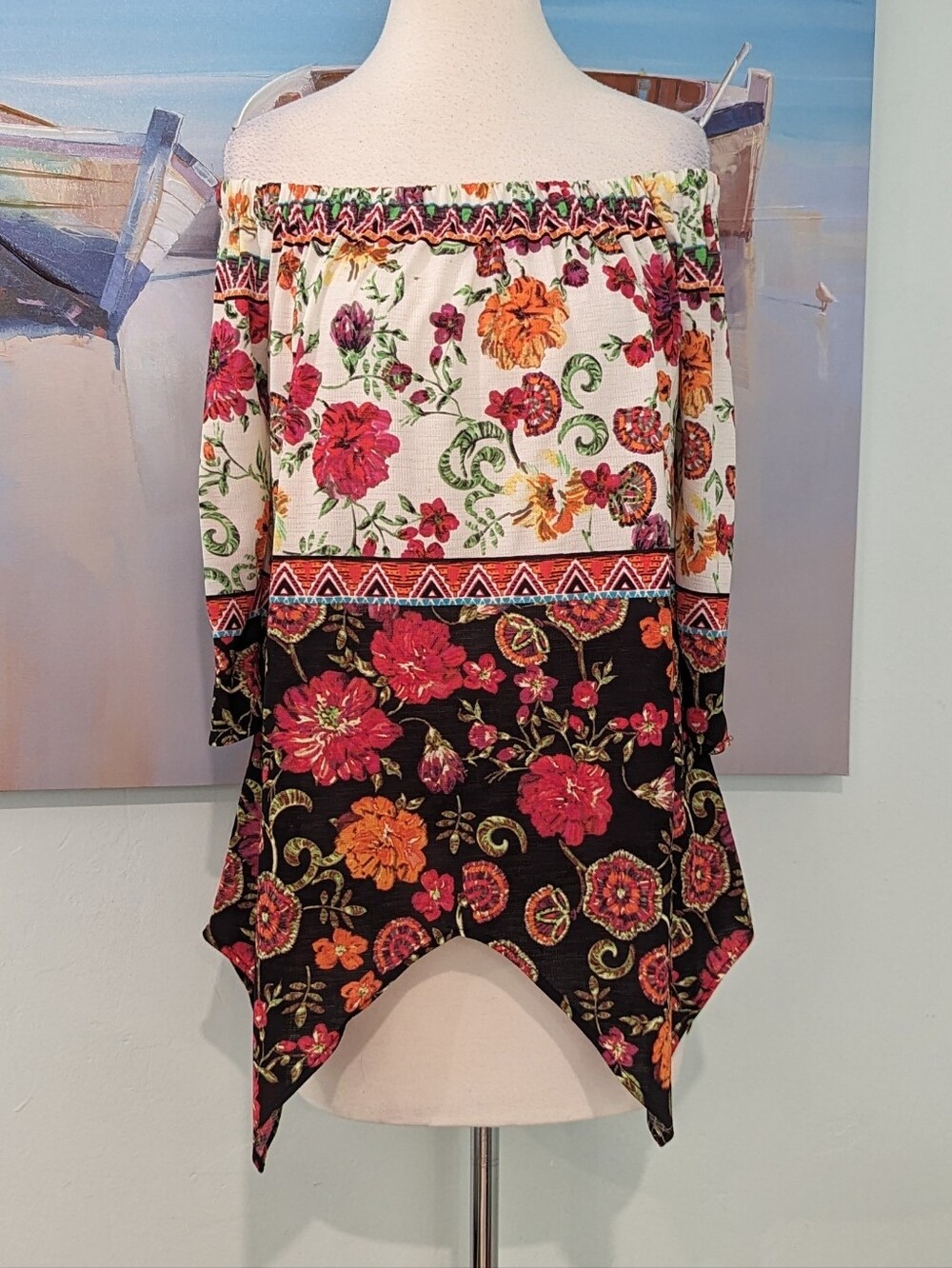 ECI New York Floral Off-Shoulder Top